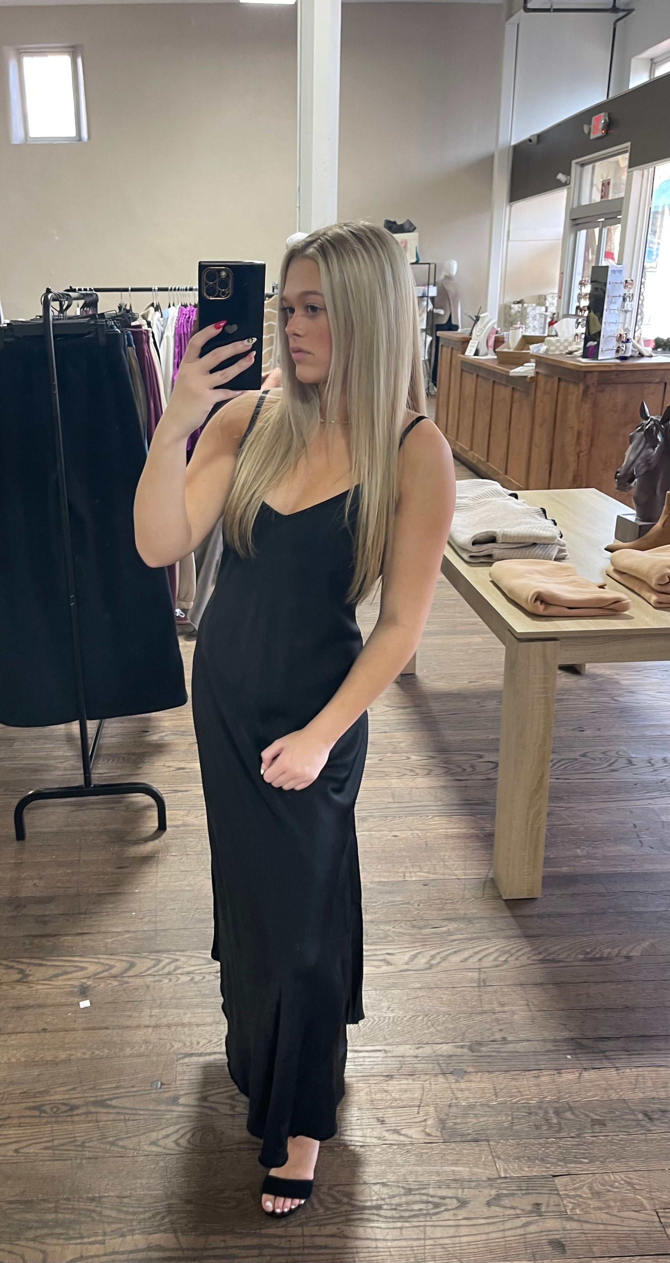 Silk Maxi Dress - Black