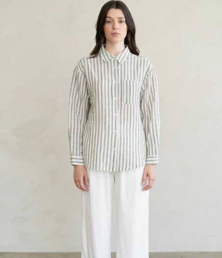 Grey Stripe Tailored Shirt