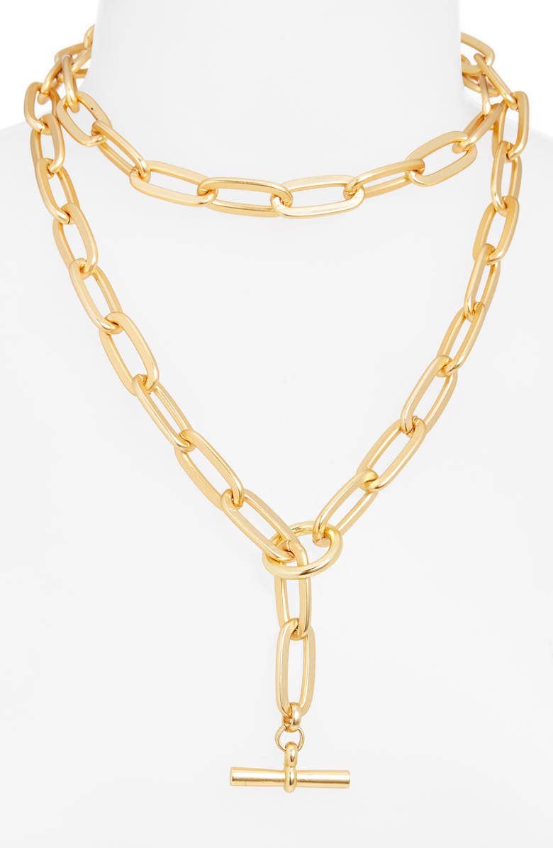 Bold Thick Link Long Chain Necklace - 24K Gold Plated: Gold