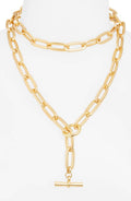 Bold Thick Link Long Chain Necklace - 24K Gold Plated: Gold