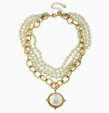 Multi Strand Gold Cotton Pearl Necklace