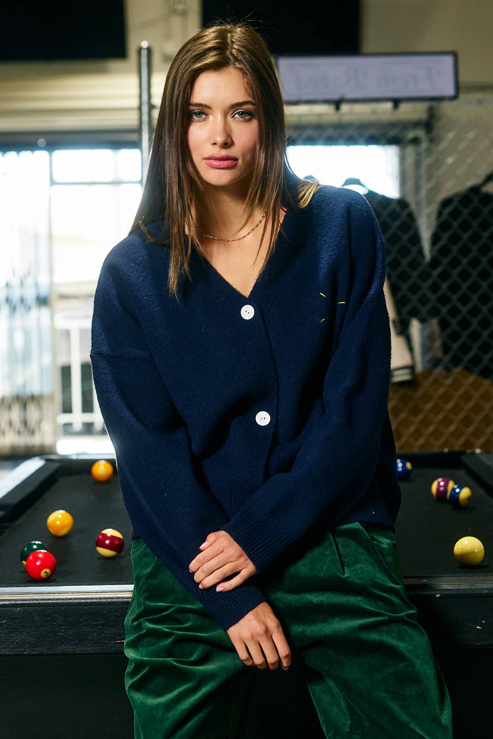 Embroidered Lucky Duck V-Neck Cardigan