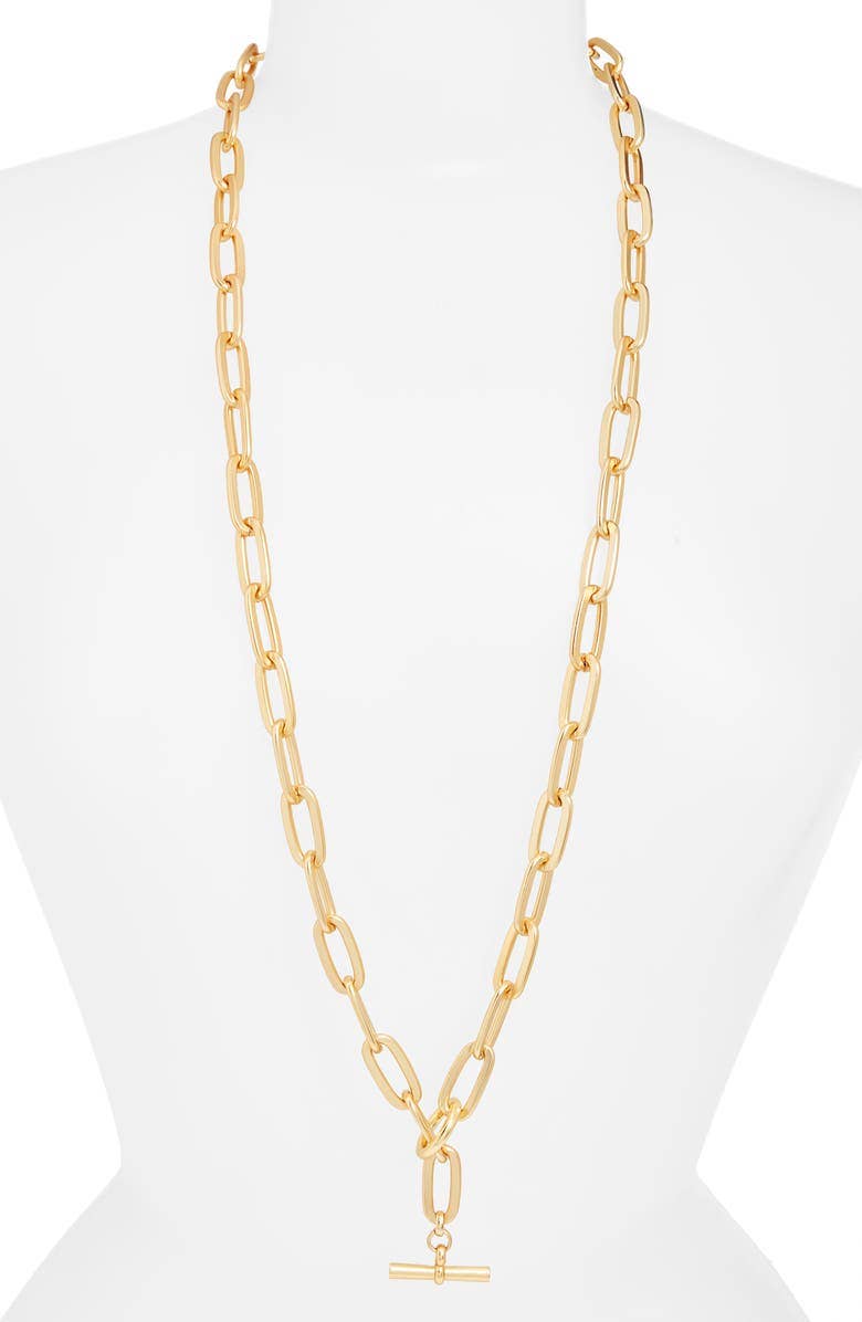 Bold Thick Link Long Chain Necklace - 24K Gold Plated: Gold