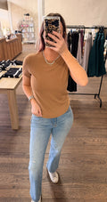 Ribbed Basic Short Sleeve - Camel