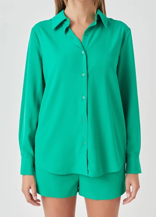 Green Button Up Blouse