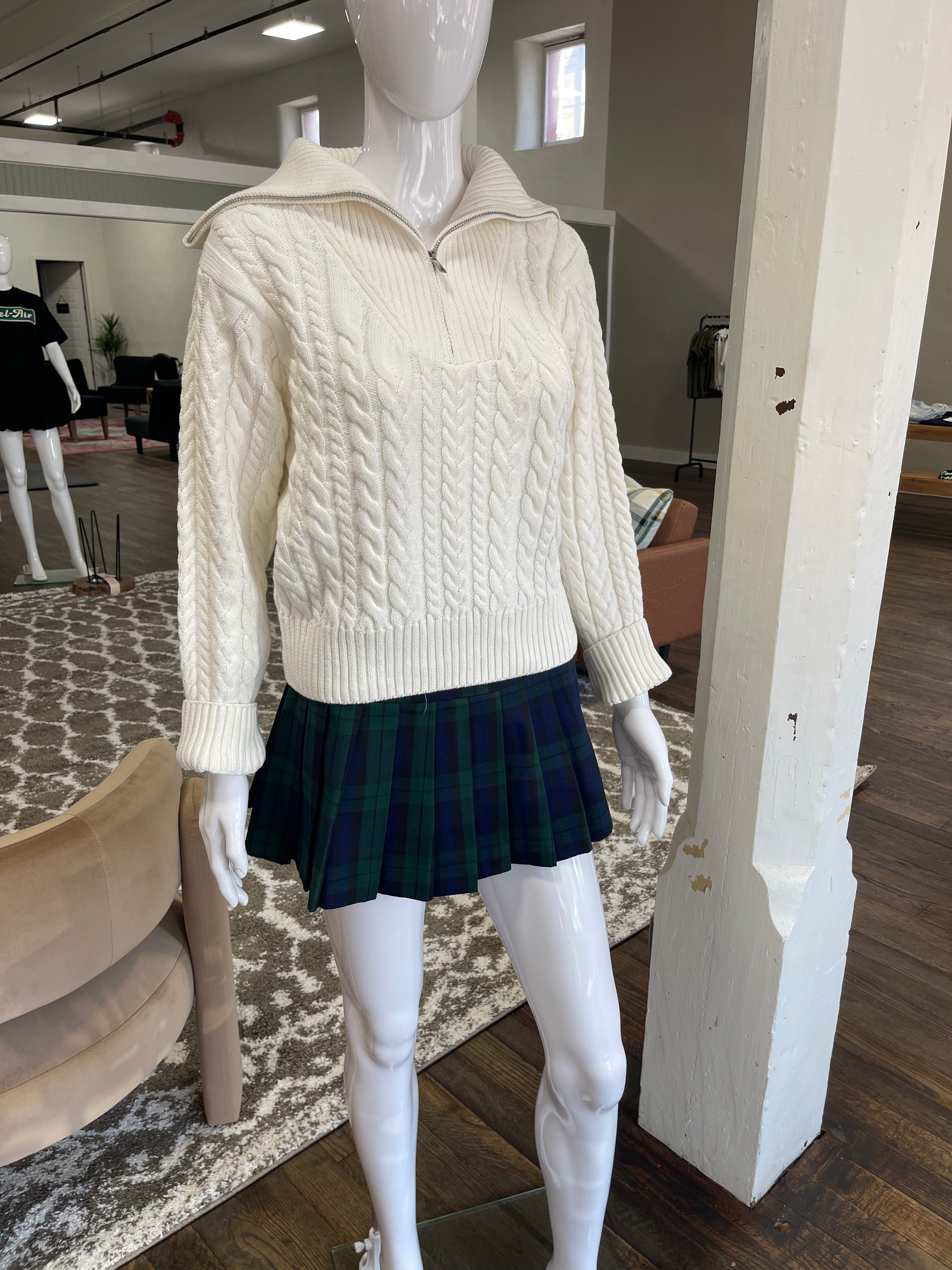 Cream quarter zip sweater