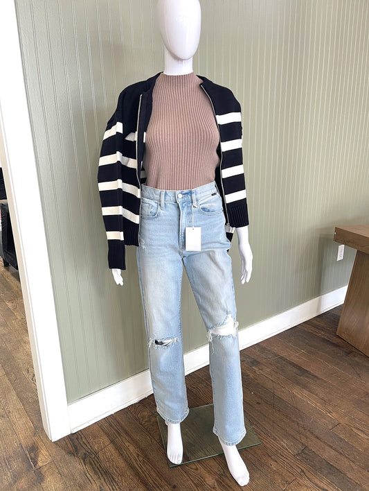 Black and White full zip sweater