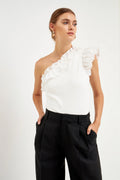 One shoulder ruffle top