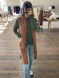 Sleeveless open knitted cardigan - Camel
