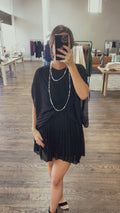 Pleated Mini Dress - Black