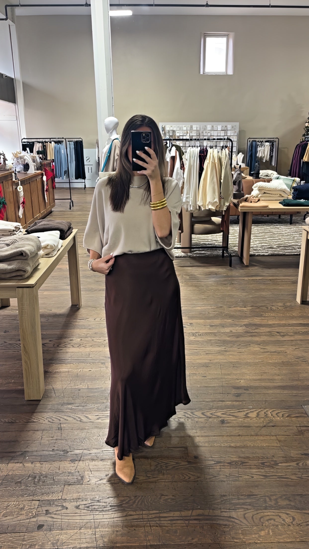 Silk Maxi Skirt - Chocolate Brown