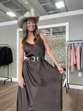 Chocolate Brown Silk Maxi