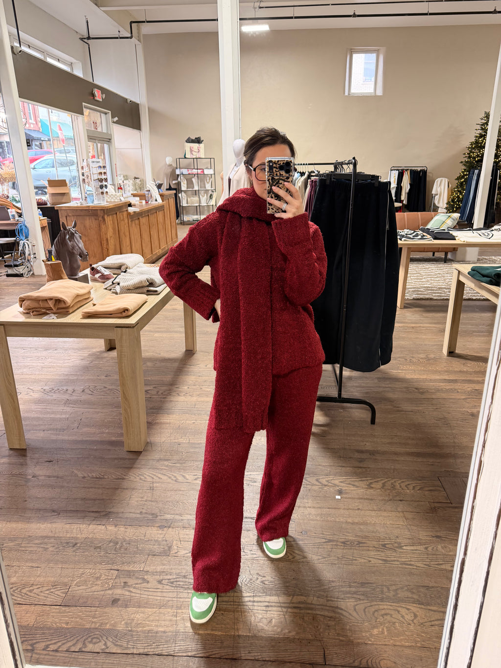 3-Piece Knit Co-ord Set: Burgundy
