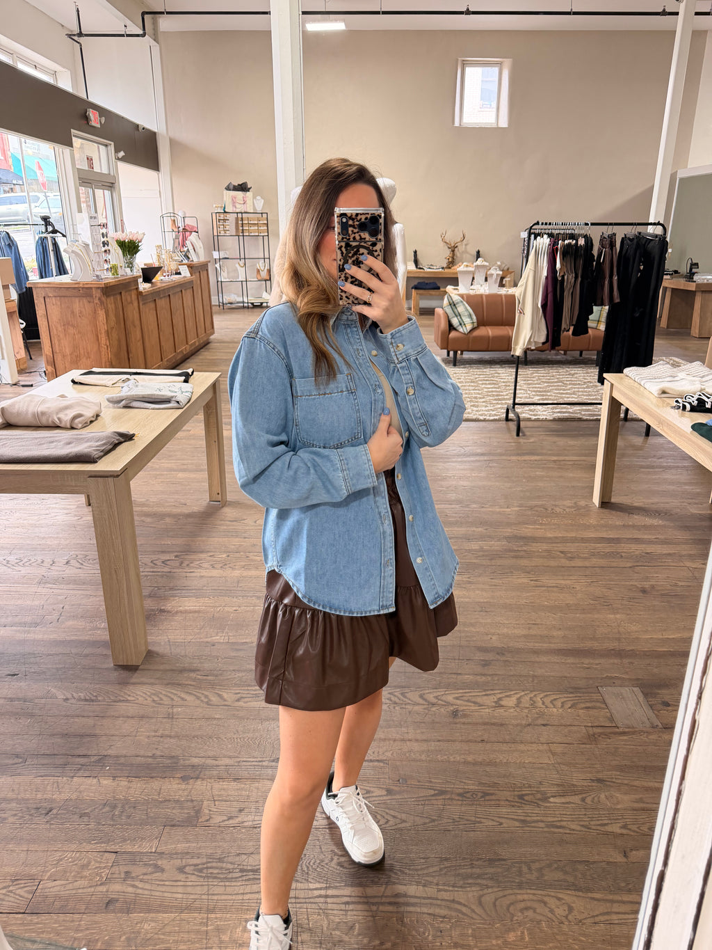 Denim Button Down Oversized Shirt: Light Wash