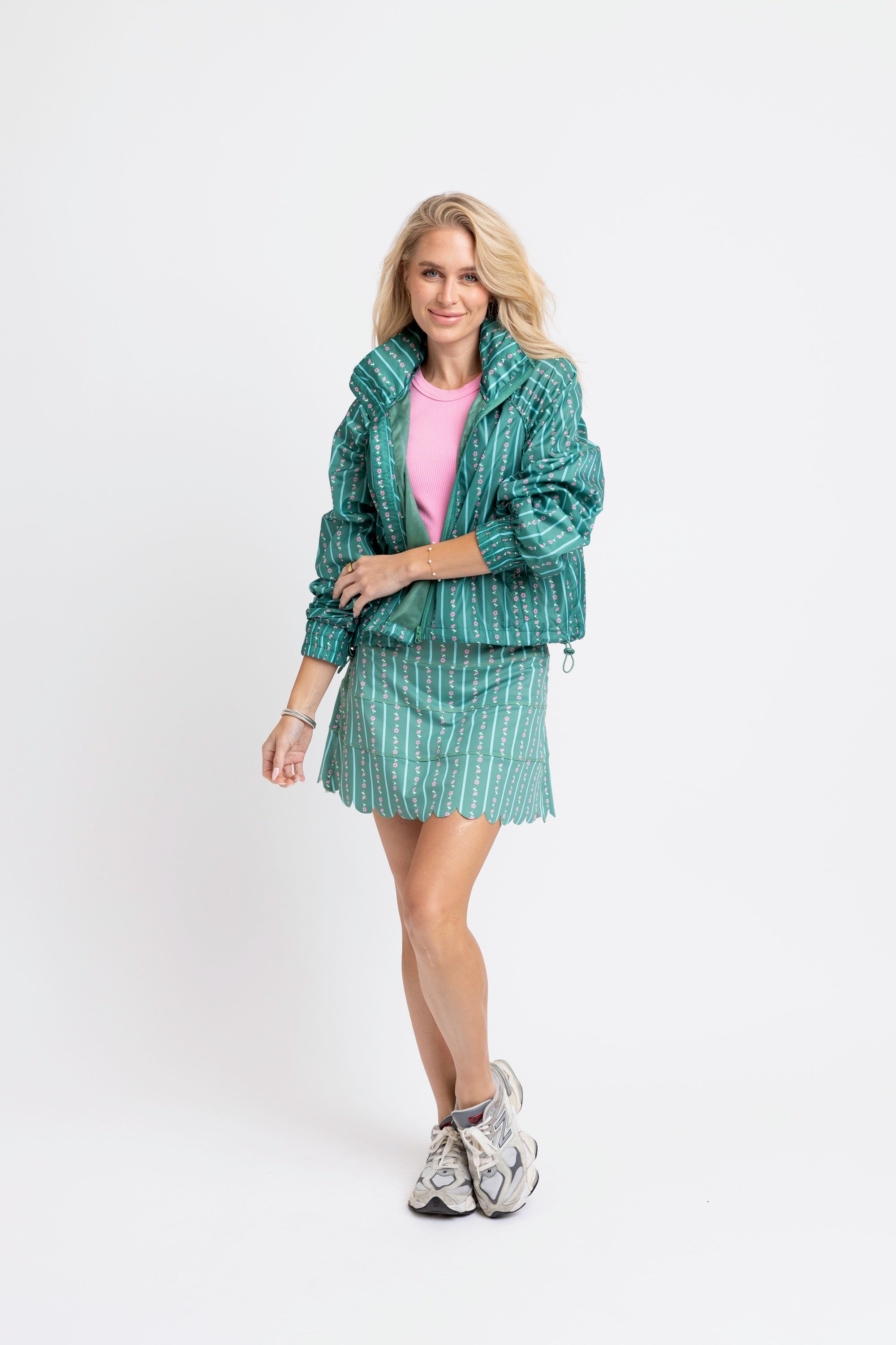 Floral stripe athletic jacket