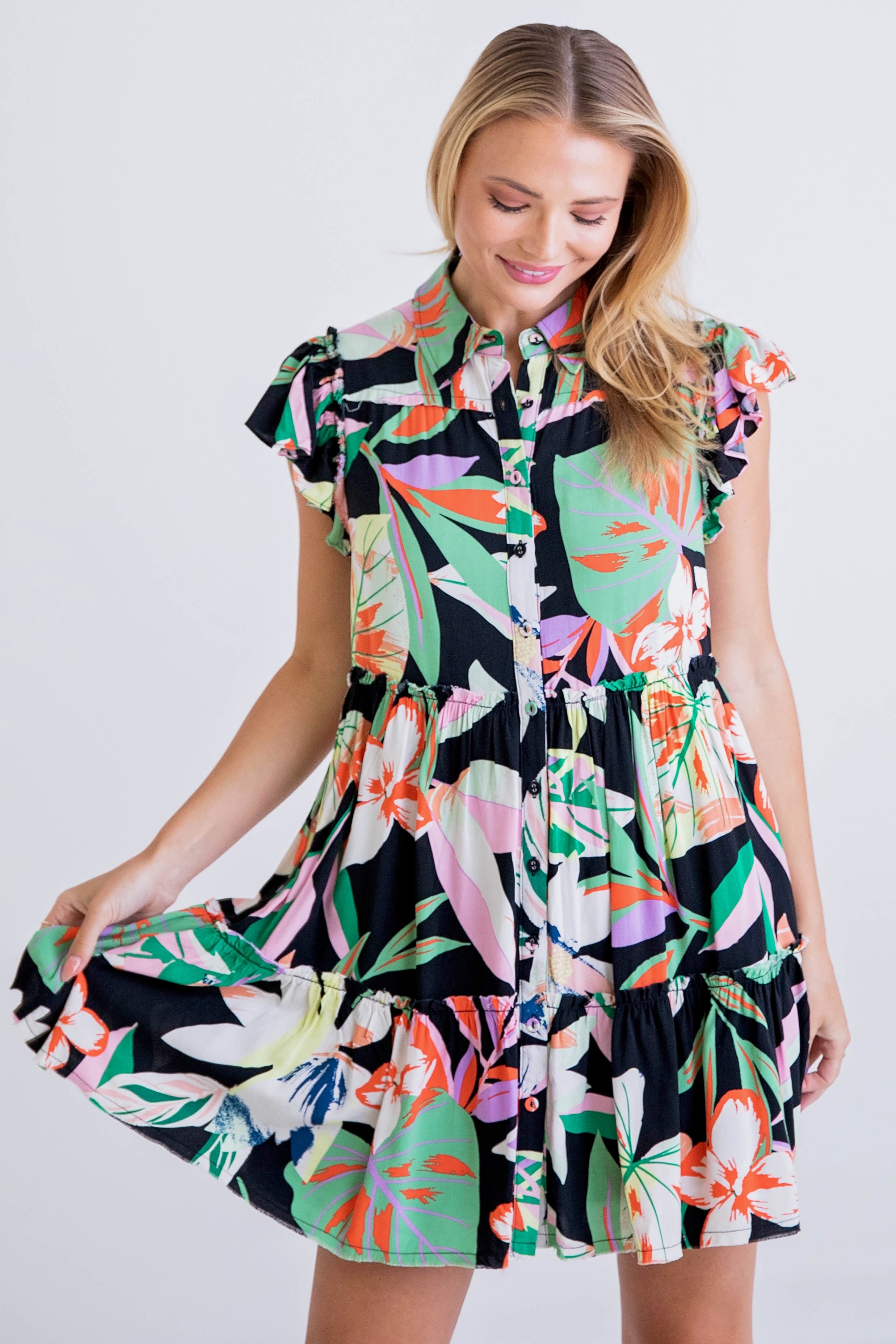 Multi floral abstract dress