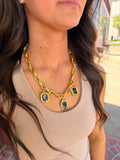 Labradorite Stones Statement Necklace  - 24K Gold Plated