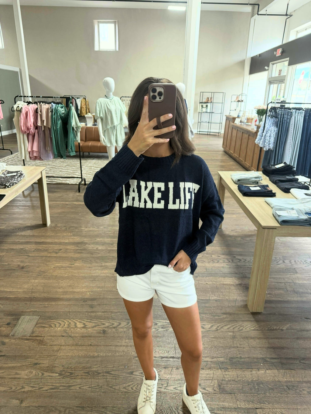 Navy Lake Life Lightweight Sweater