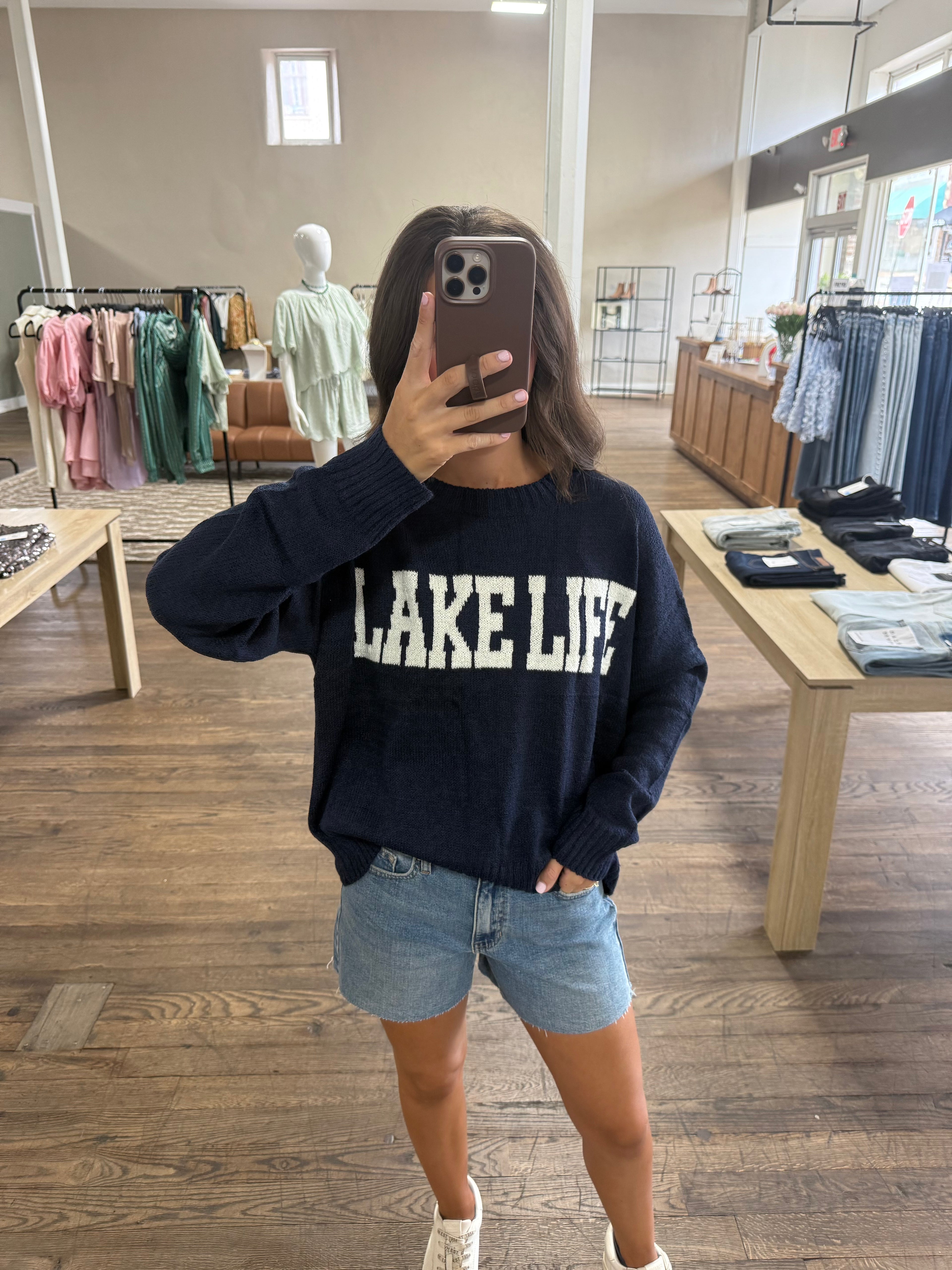 Navy Lake Life Lightweight Sweater