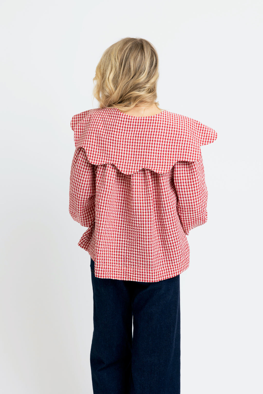 Gingham Poplin Top - Red