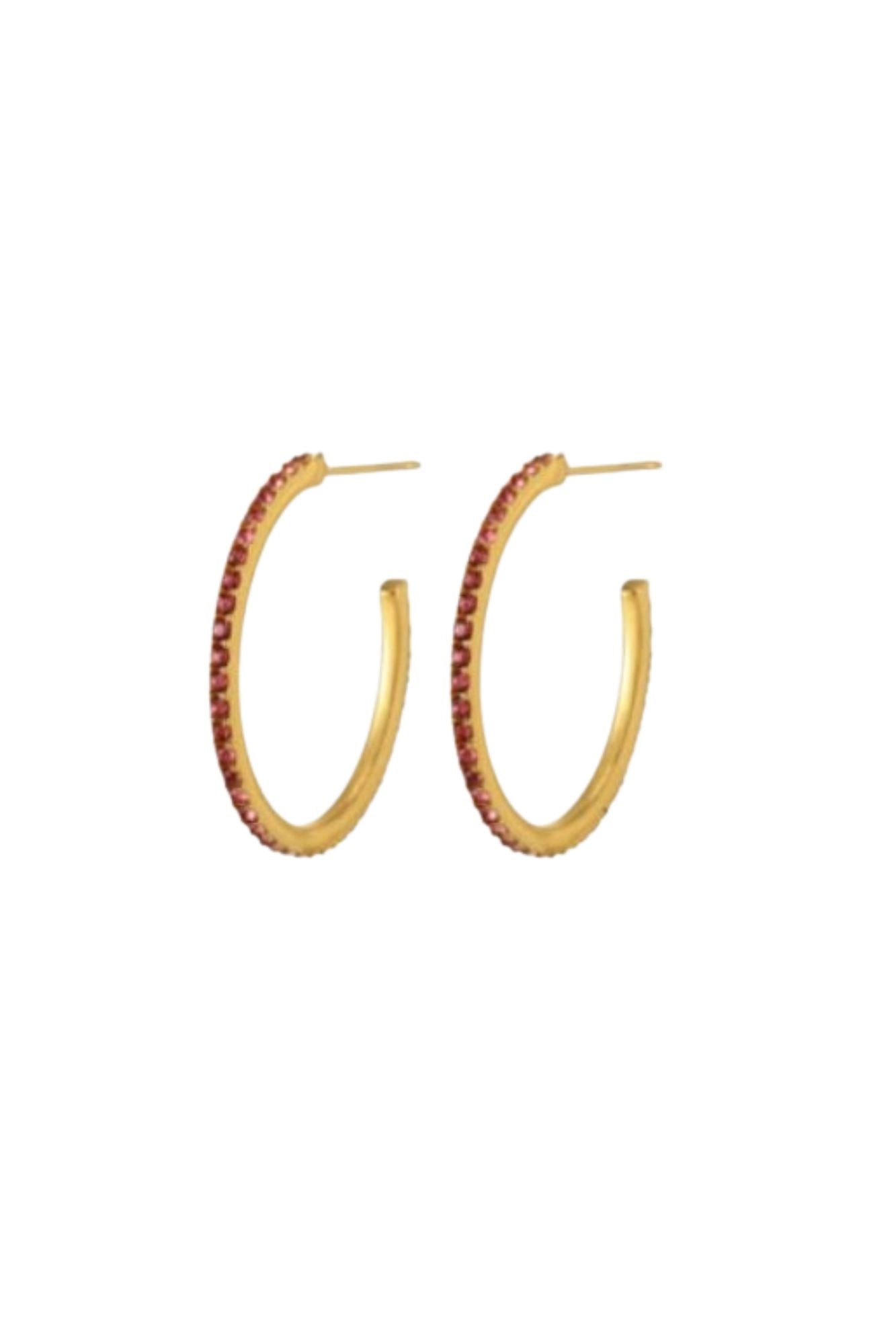 Red Pave Hoops