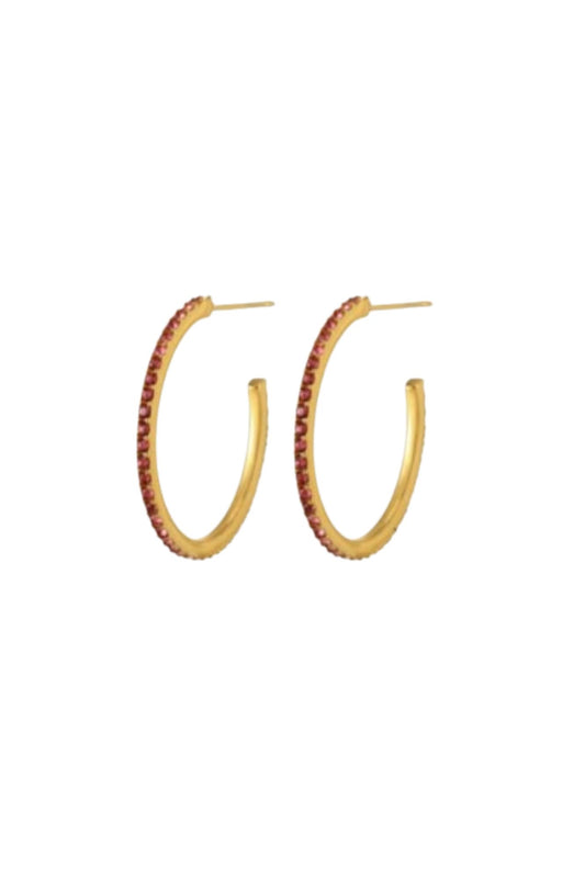 Red Pave Hoops