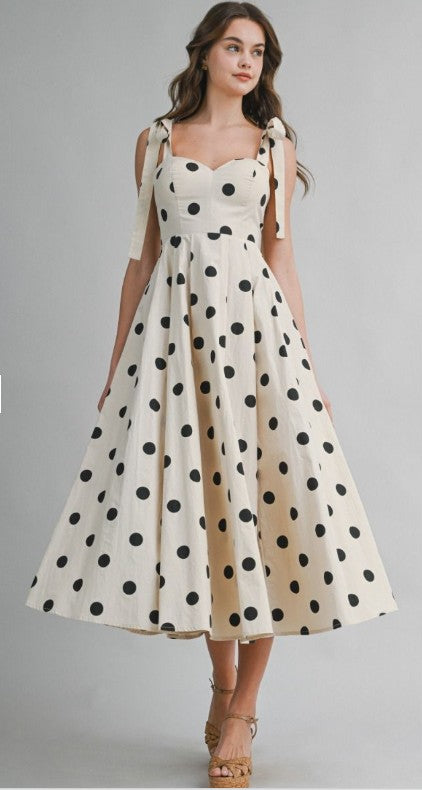 Cream/Black Polka Dot Maxi Dress