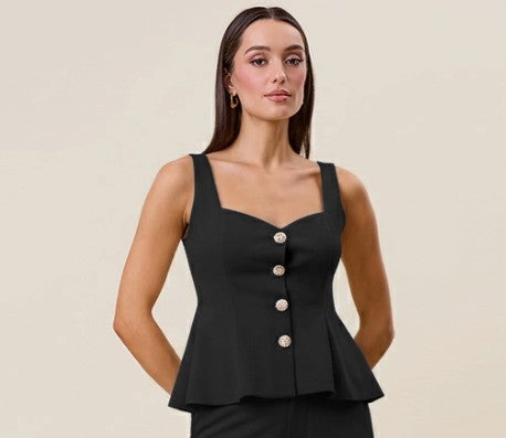Black gold button top