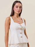 Cream gold button top