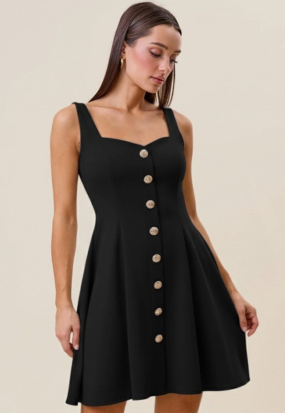 Black gold button dress