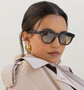 Cameron Acetate Unisex Round Sunglasses: Tortoise / Gradient Green