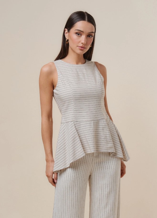 Natural/Black Striped Top
