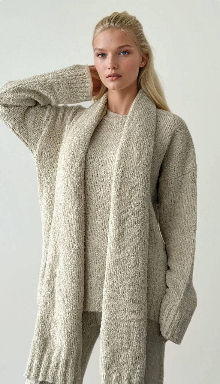 3-Piece Knit Co-ord Set: Burgundy