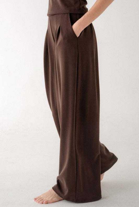 Wide leg sweatpants - Coffee Brown