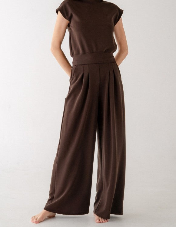 Wide leg sweatpants - Coffee Brown