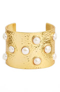 Elegant Pearl Statement Cuff - 24K Gold Plated: Gold