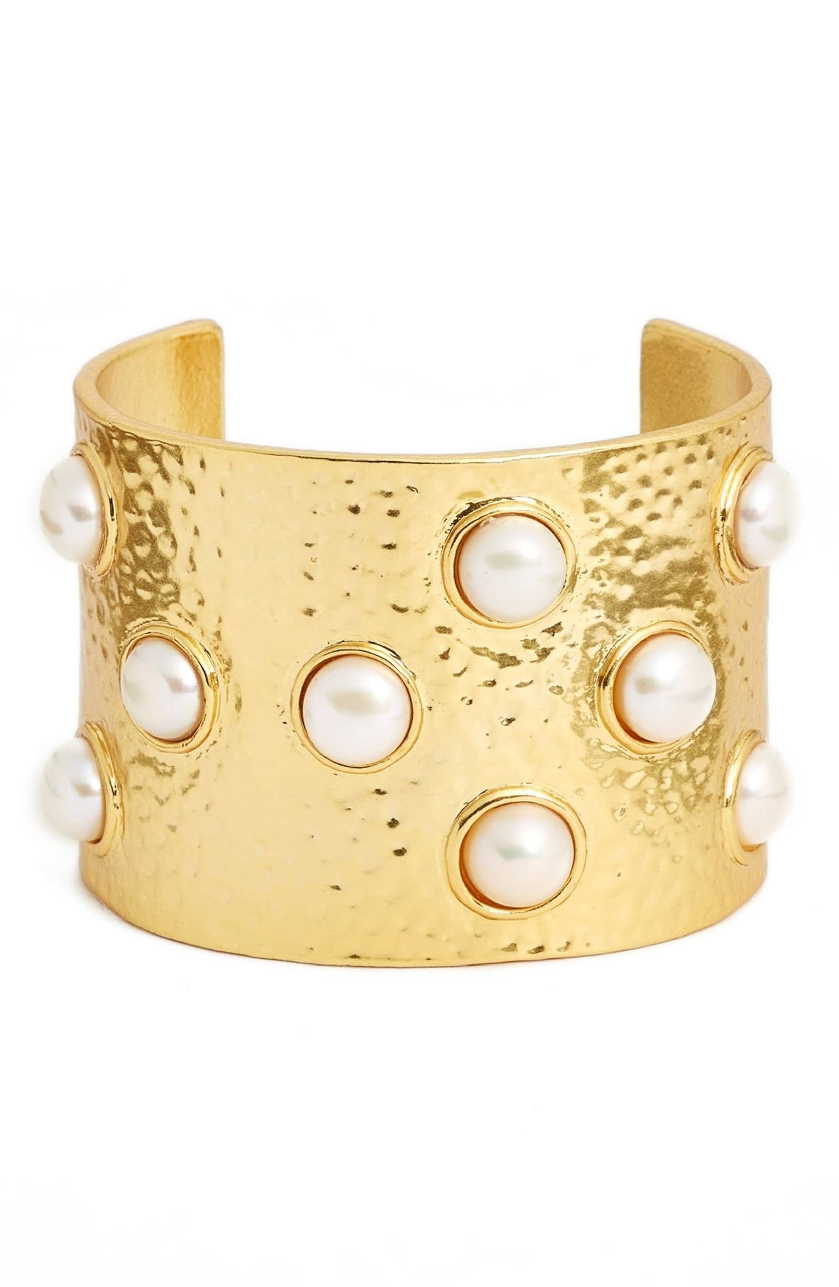 Elegant Pearl Statement Cuff - 24K Gold Plated: Gold