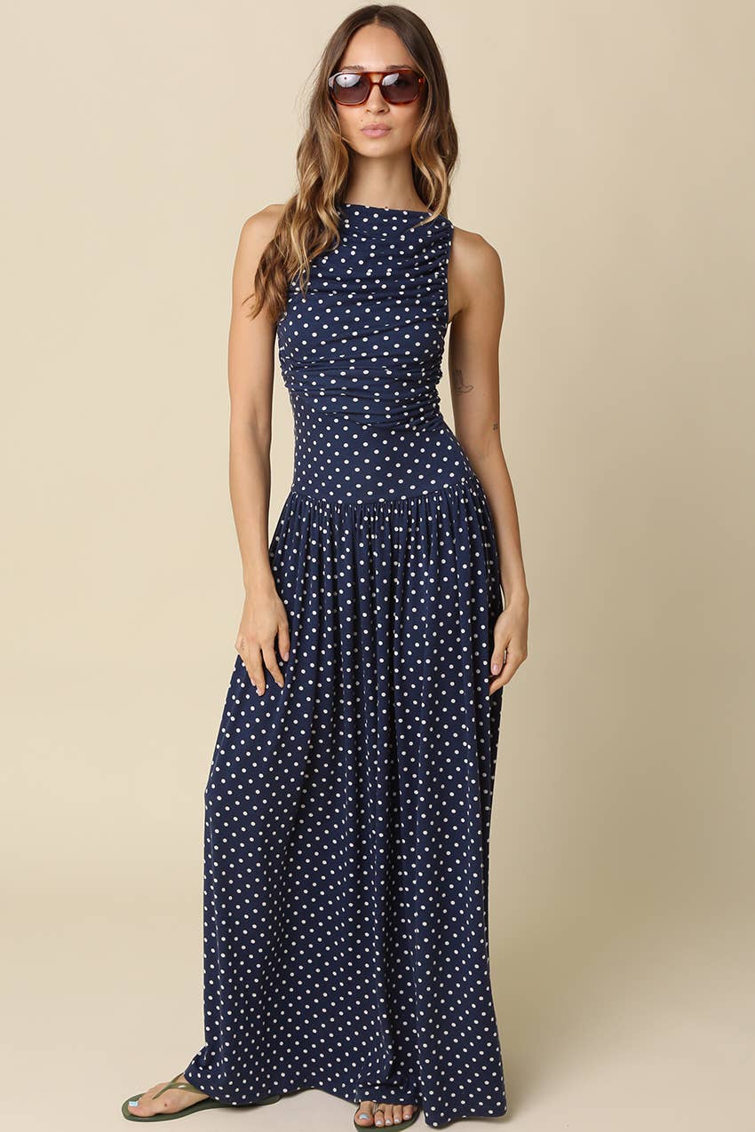 Sienna Polka Dot Maxi Dress: Navy Ivory