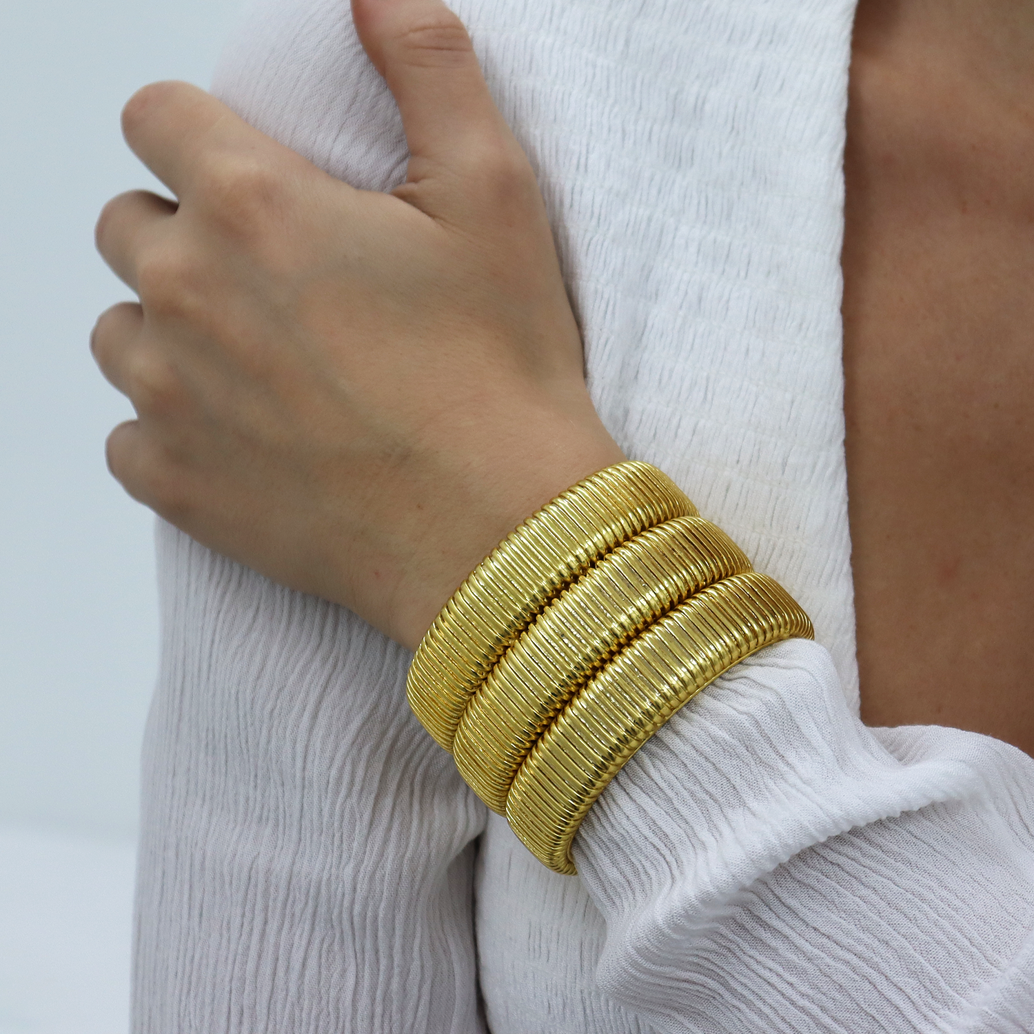 Snake Chain Statement Cuff - 24K Gold Plated