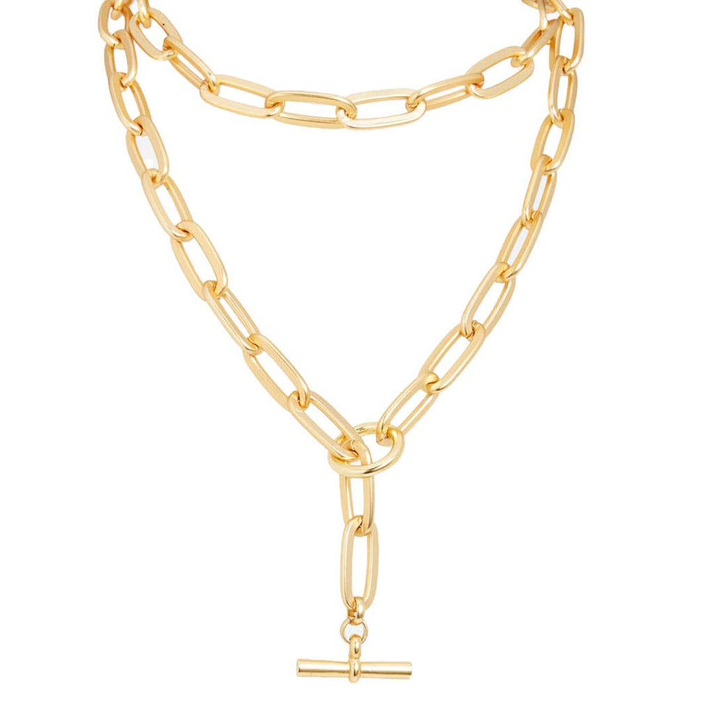 Bold Thick Link Long Chain Necklace - 24K Gold Plated: Gold