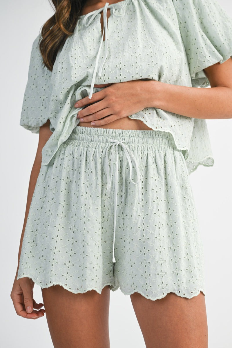 Mint eyelet lace bottoms