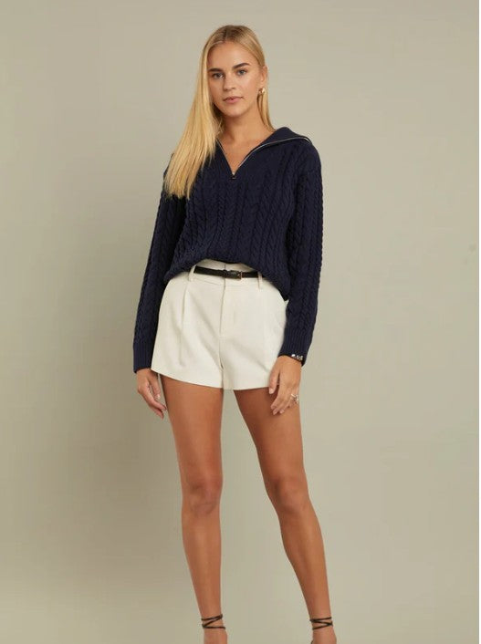 Navy Quarter Zip Sweater