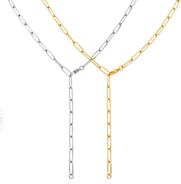 Adjustable Paperclip Necklace - Gold