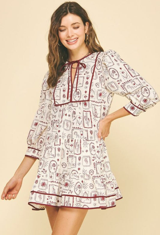 Red and Cream dress